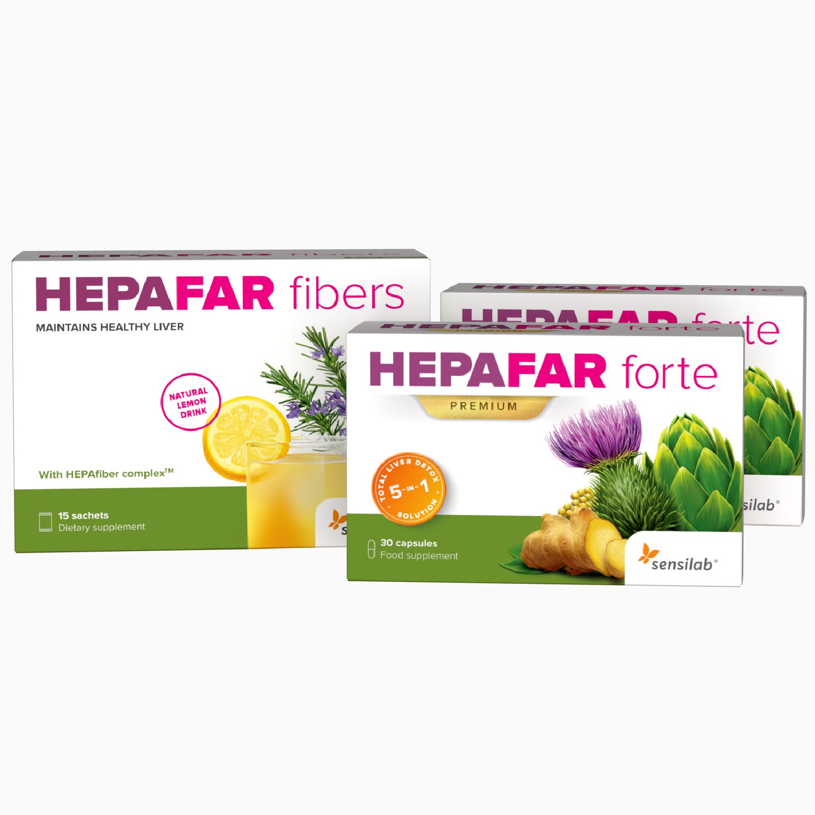 Hepafar 30-day Liver Detox Bundle | 2x Hepafar Forte Milk Thistle Capsules & Hepafar Fiber Liver Cleanse Drink | Sensilab.