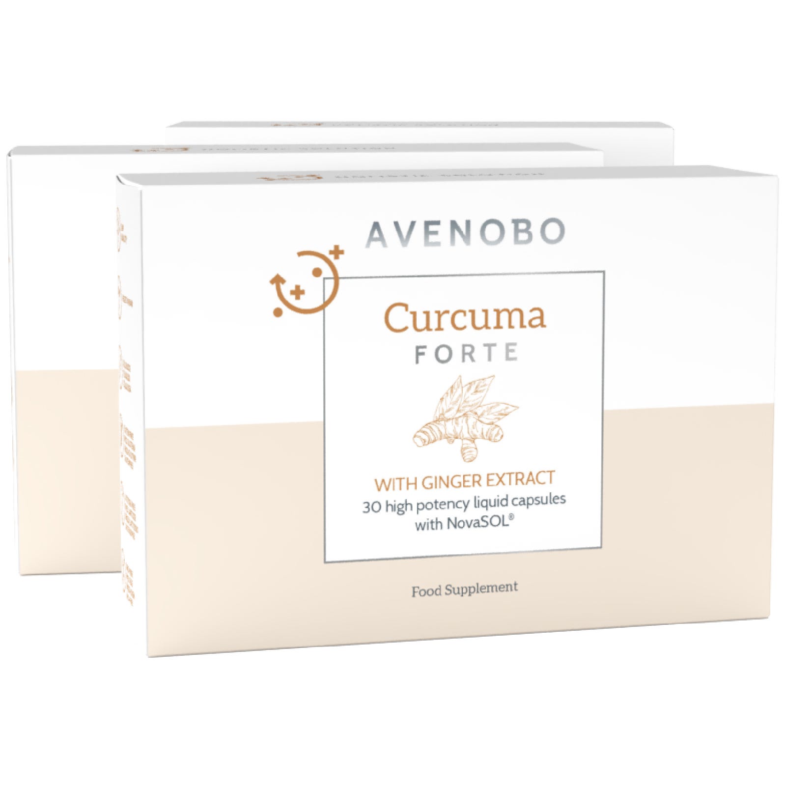 3x Avenobo Turmeric Capsules | With NovaSOL Curcumin In Micellar Form - 185x Higher Bioavailability + Vitamin D3 | 3x 30 Capsules | Sensilab