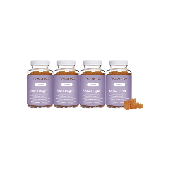 Gummies Shine Bright pour cheveux, peau et ongles - 4 pots.