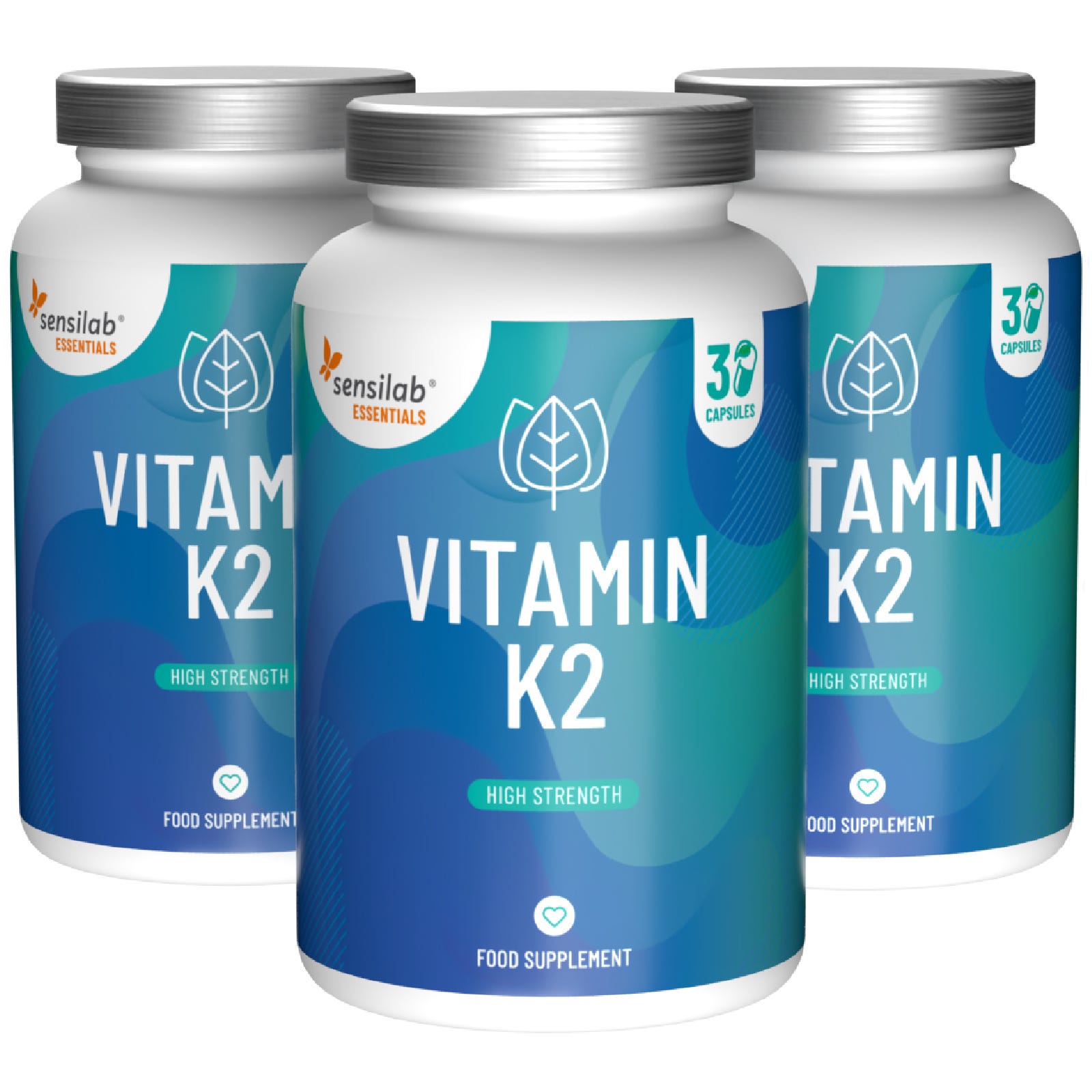 3x Essentials Vitamin K2 200 μg MK-7 (K2VITAL Delta) - 99.8% rein. 90 Kapseln. Vegan, GVO-frei, ohne künstliche Zusätze | Sensilab