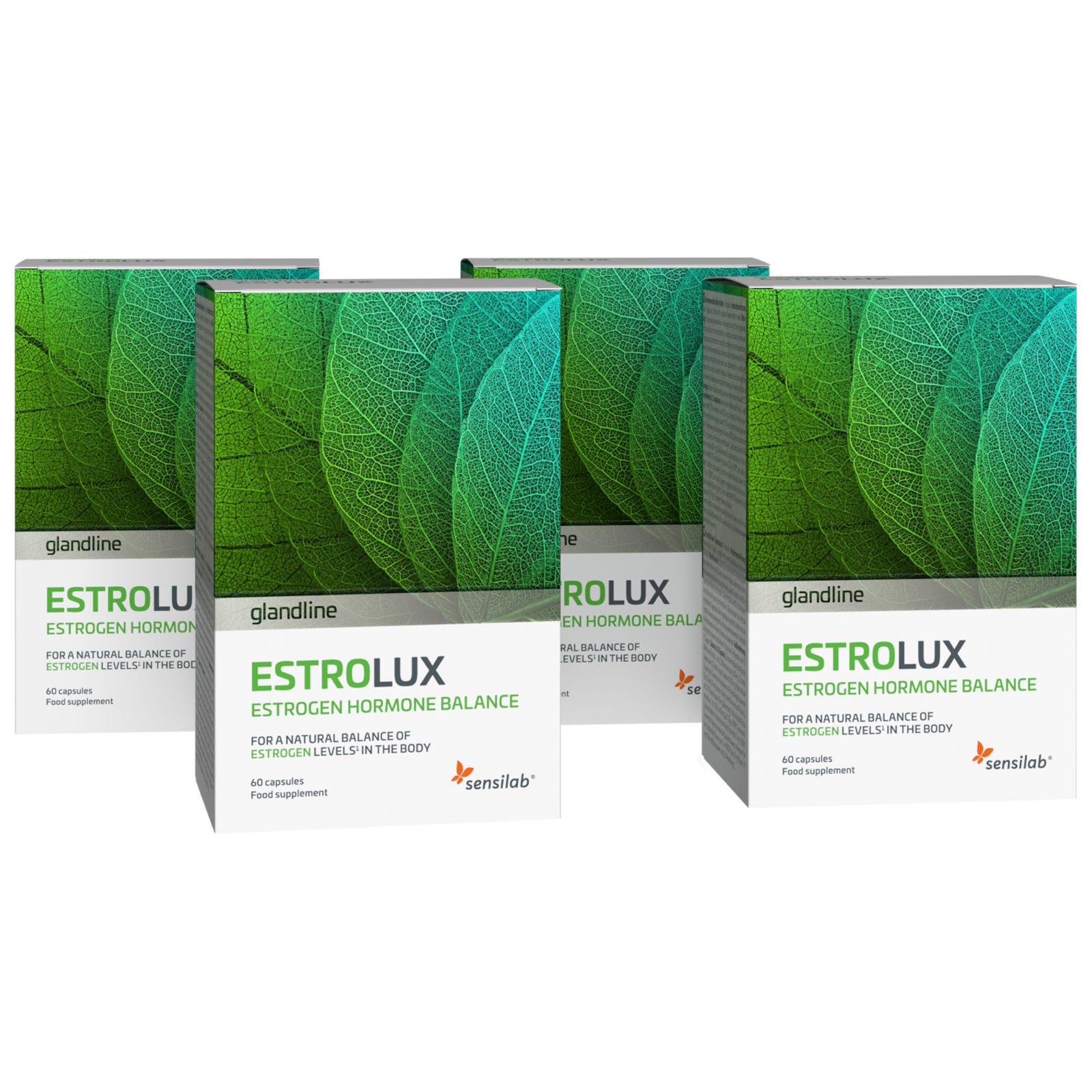 EstroLux | 4x | For Hormonal Balance and Oestrogen Detox | 7 Strong Ingredients | 4x 60 Capsules | Sensilab