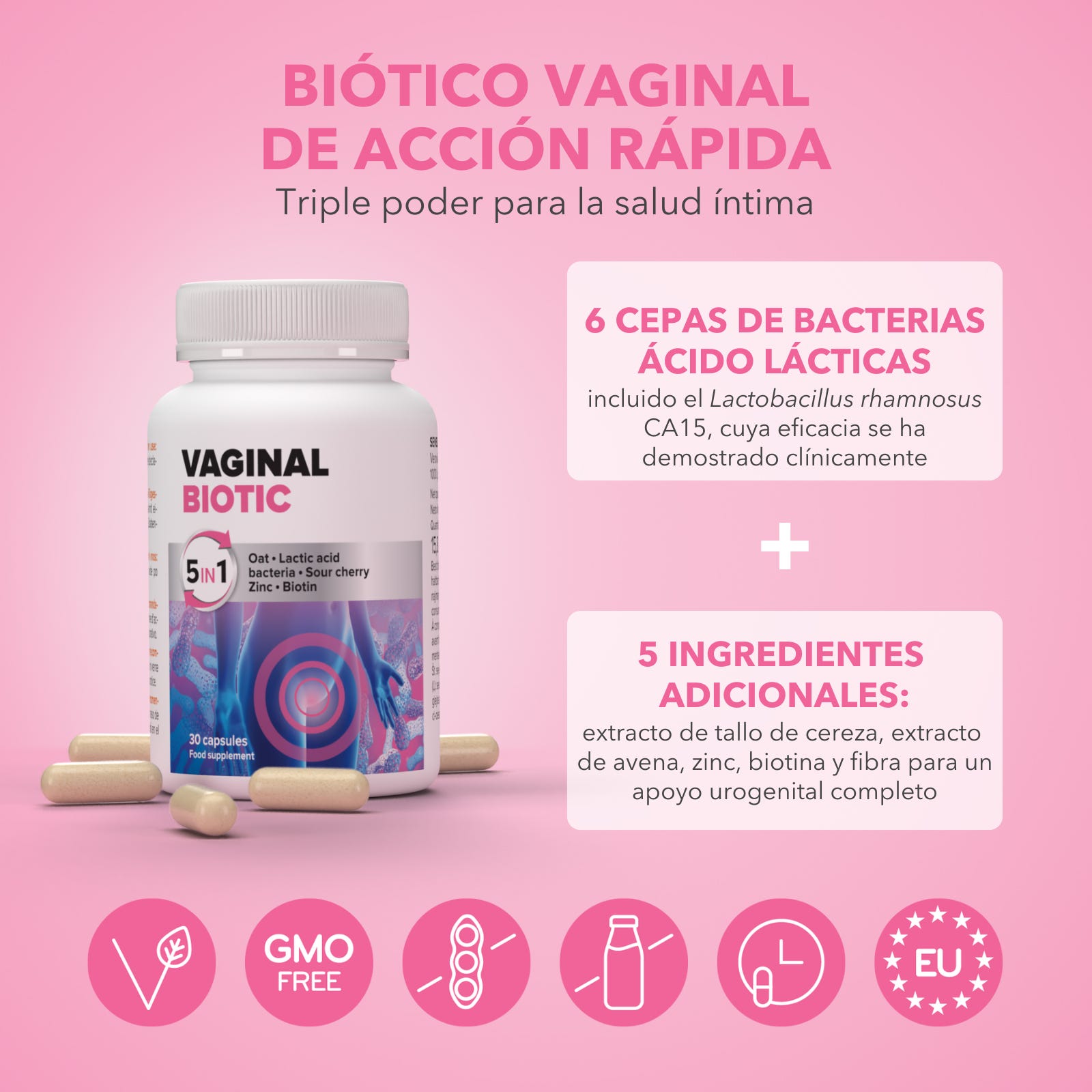 Vaginal Biotic: potente fórmula probiótica para mujeres  3 uds..