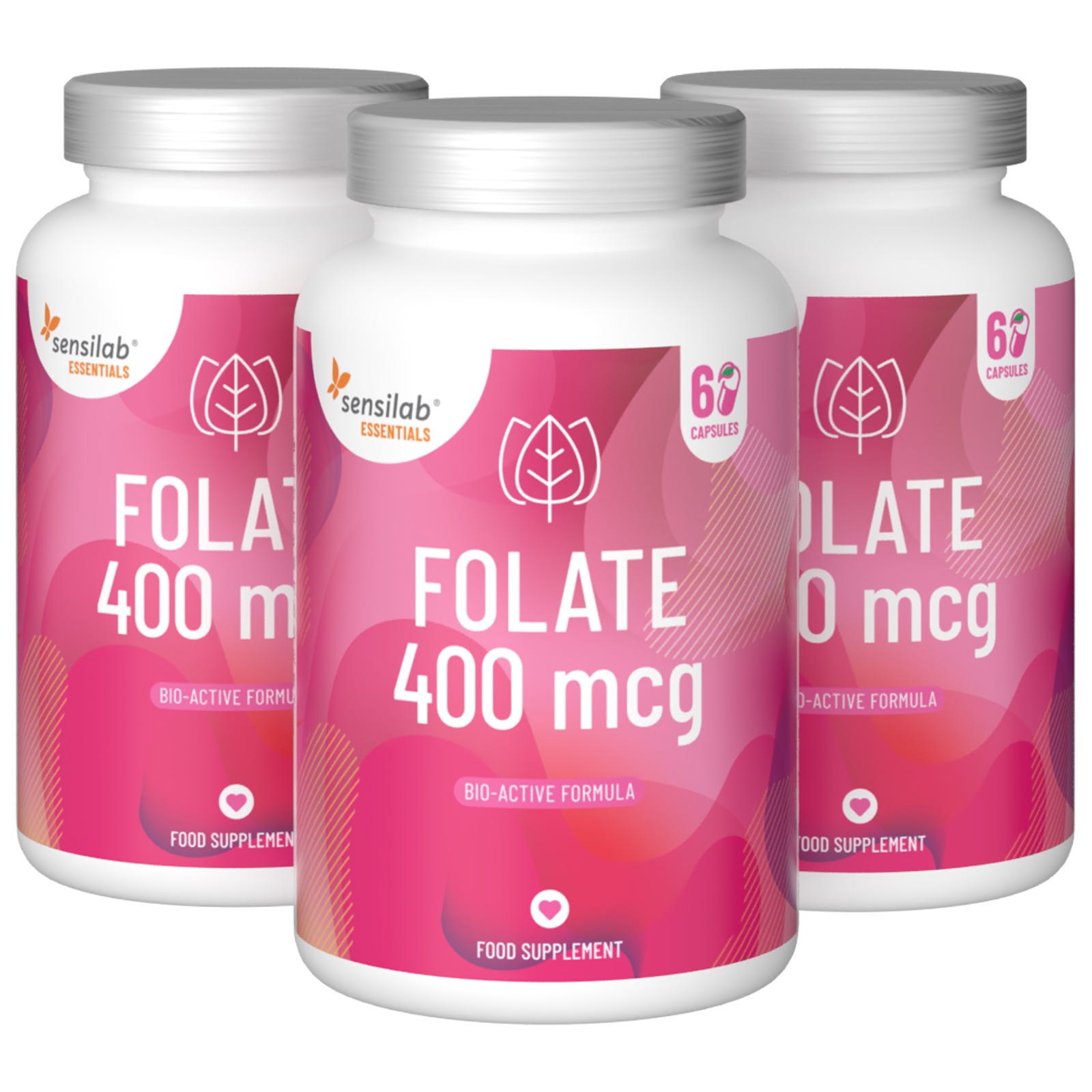 Essentials Folate 400 mcg High Dose - Vegan, 180 Capsules.