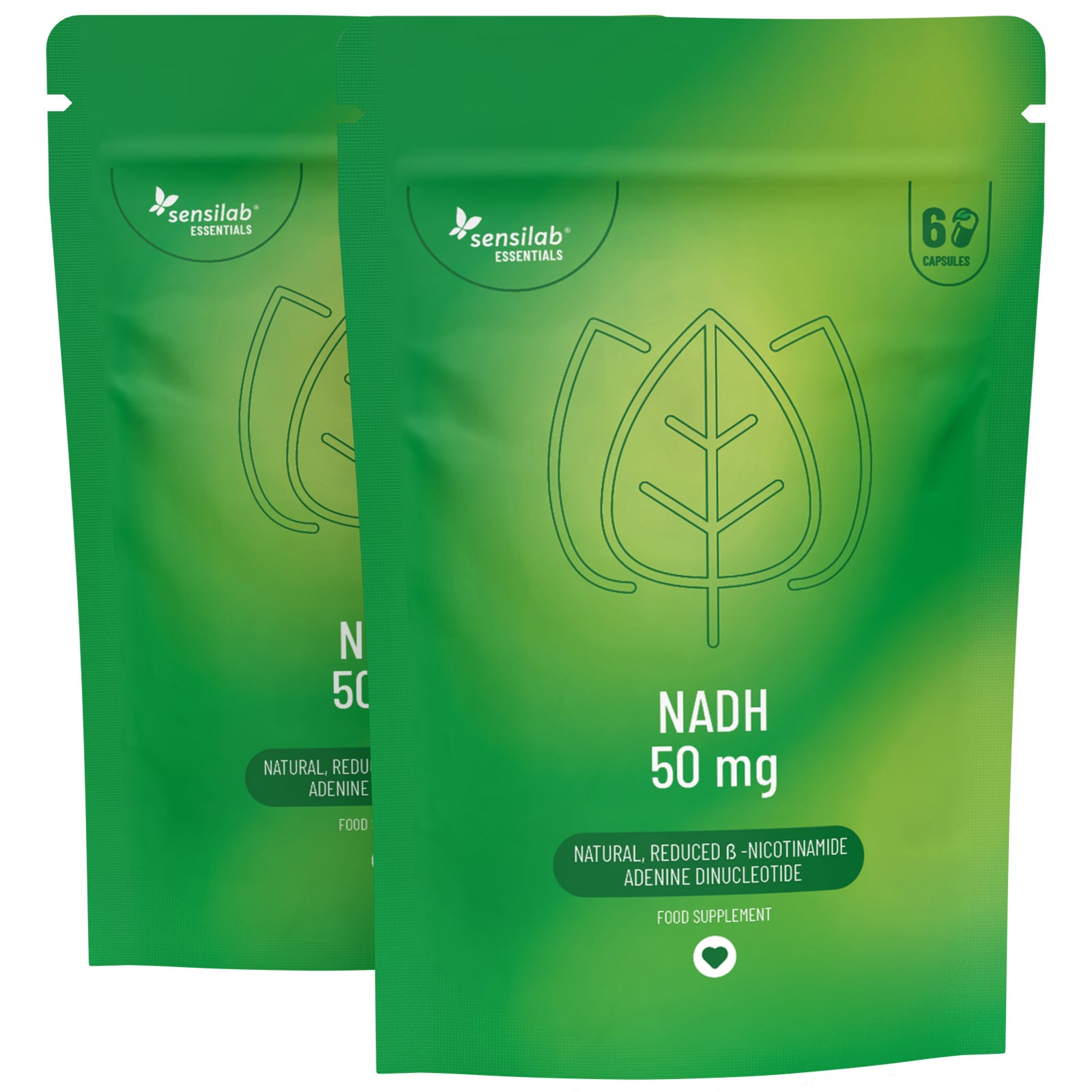 Essentials NADH 50 mg dosis alta - vegano, 120 cápsulas.
