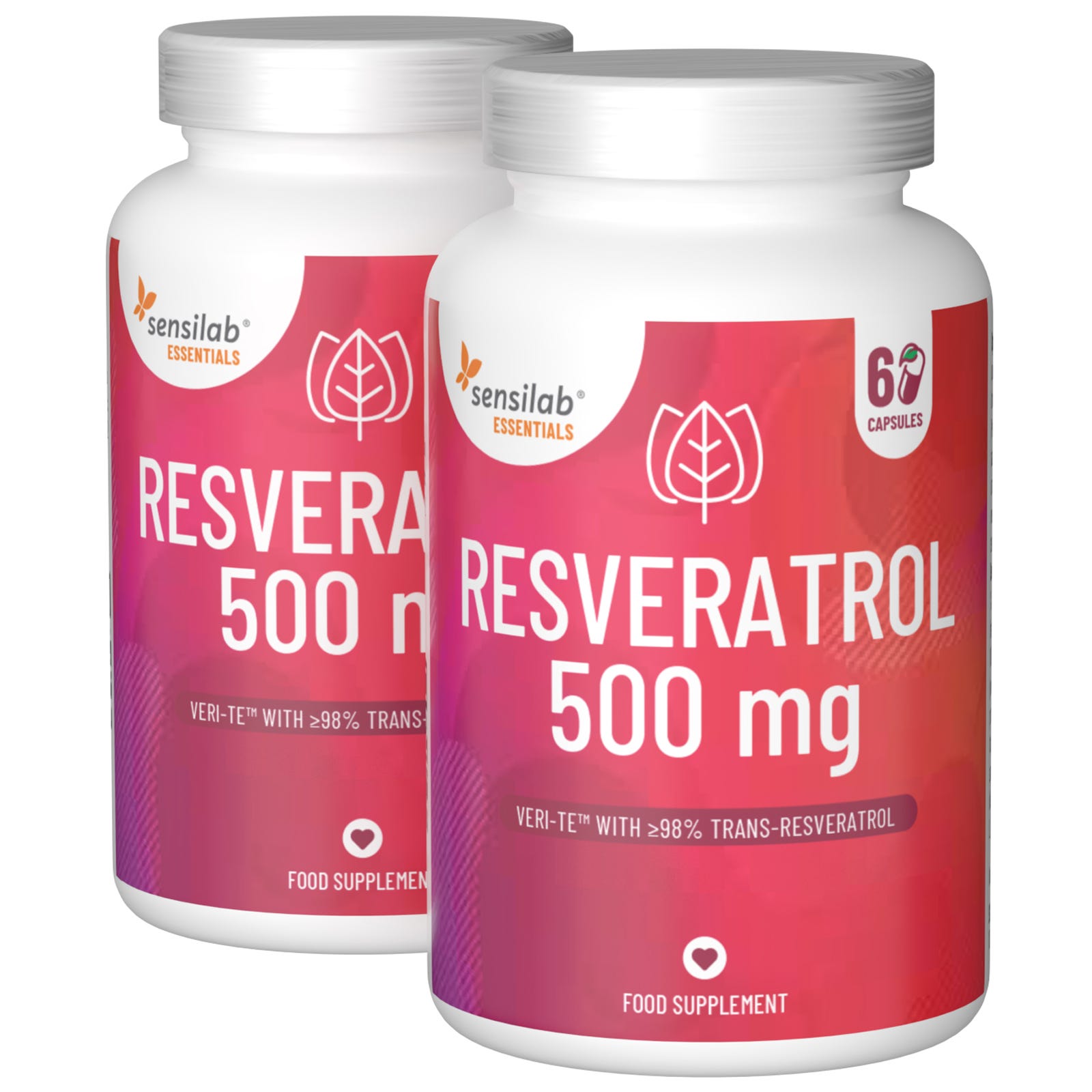 Essentials Resveratrol 500 mg, visok odmerek - vegansko, 120 kapsul.