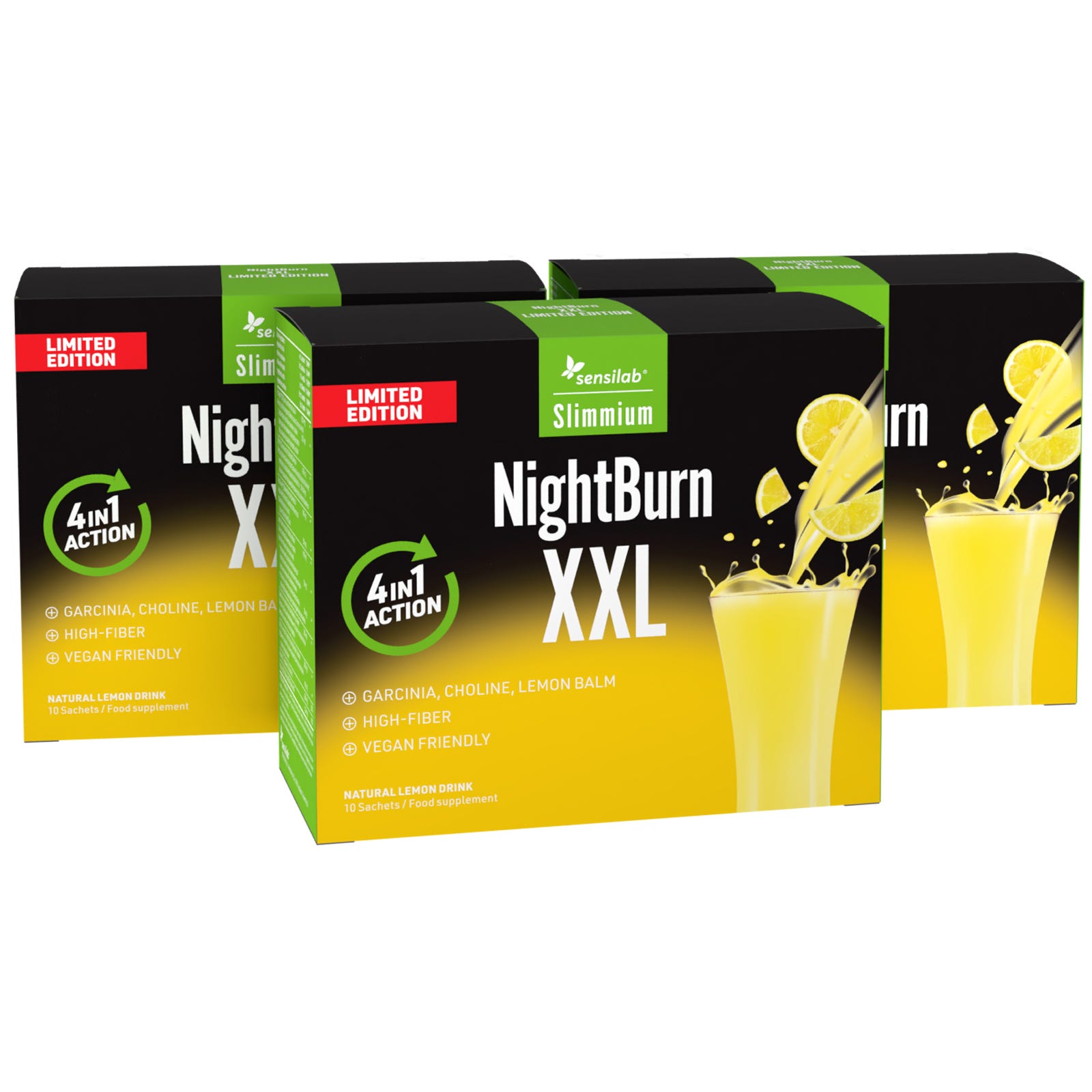 NightBurn XXL cu lămâie - băutură pentru arderea grăsimilor în timpul nopții [1+2 GRATUIT]